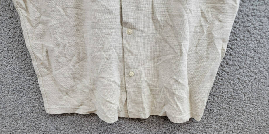 FRYE Textured Knit Button Up Shirt Men's L Rainy Day Patch Pockets Short Sleeve