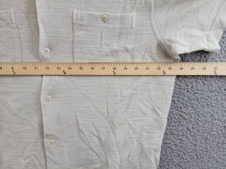 FRYE Textured Knit Button Up Shirt Men's L Rainy Day Patch Pockets Short Sleeve