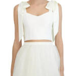 BCBGMAXAZRIA Cropped Corset Top Women's L Gardenia Sweetheart Neck Back Zip