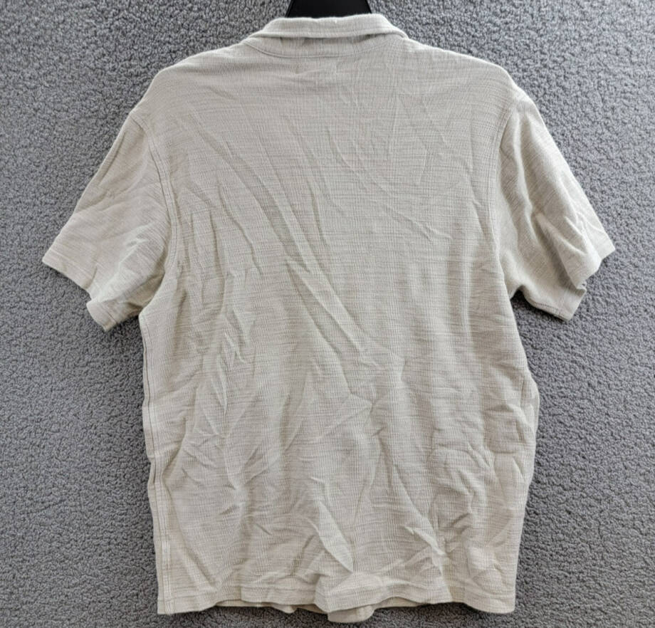 FRYE Textured Knit Button Up Shirt Men's L Rainy Day Patch Pockets Short Sleeve