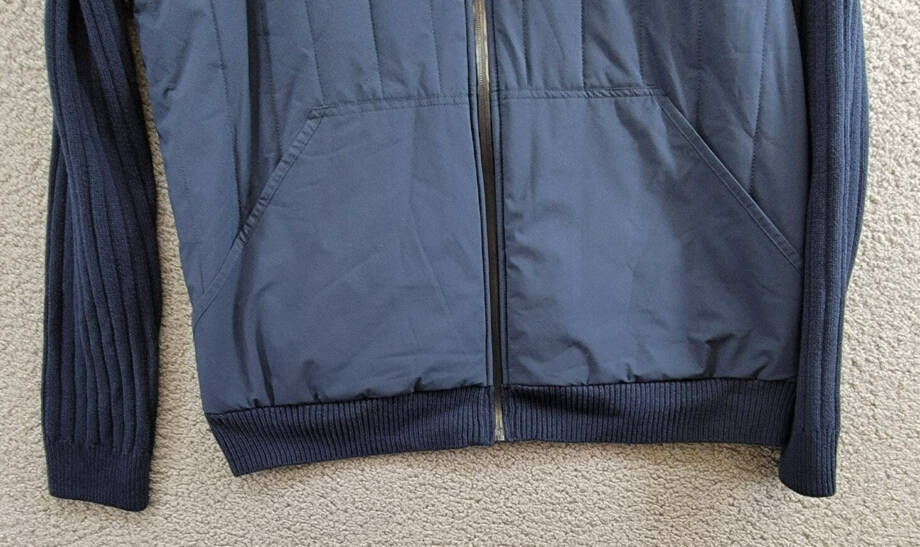 BASS OUTDOOR Mixed Media Zip-Front Hooded Sweater Jacket Men's XL Navy Blaze L/S