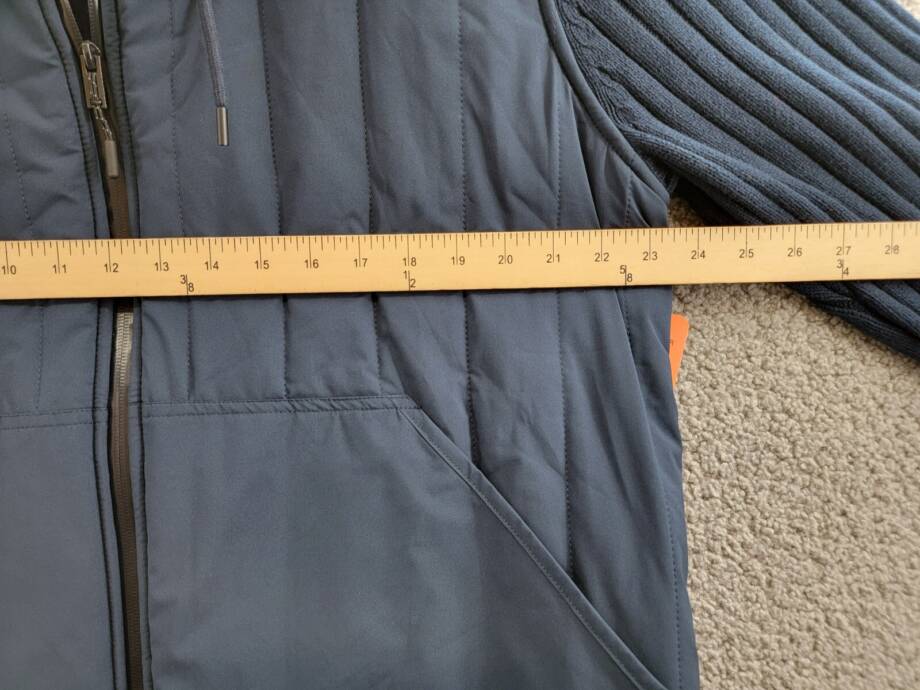 BASS OUTDOOR Mixed Media Zip-Front Hooded Sweater Jacket Men's XL Navy Blaze L/S