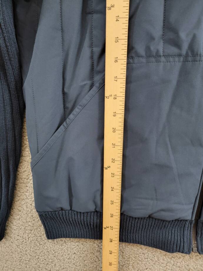 BASS OUTDOOR Mixed Media Zip-Front Hooded Sweater Jacket Men's XL Navy Blaze L/S