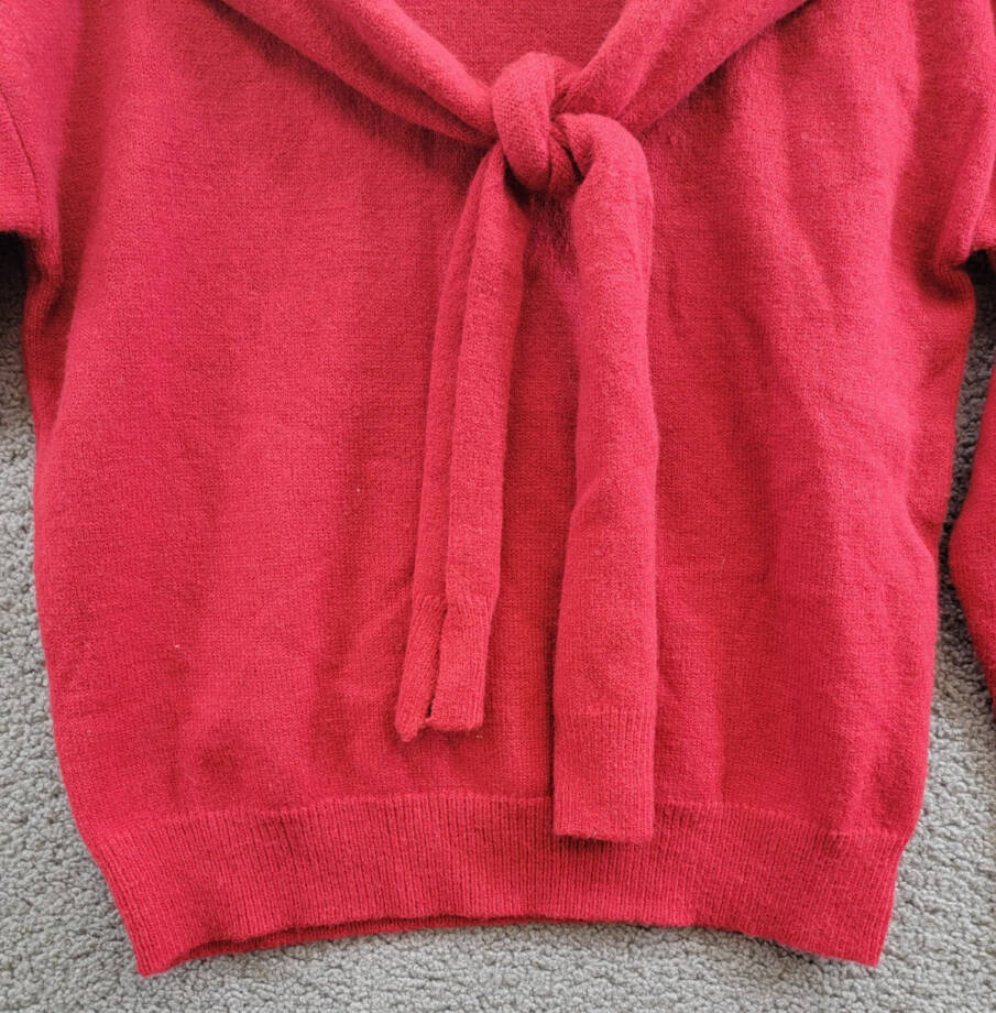 Line & Dot Double Layer Sweater Women's S Red Round Neck Long Sleeve Pullover