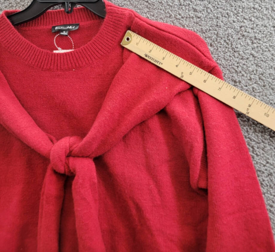 Line & Dot Double Layer Sweater Women's S Red Round Neck Long Sleeve Pullover
