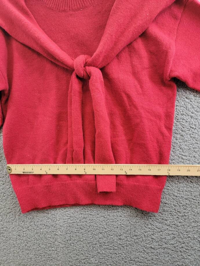 Line & Dot Double Layer Sweater Women's S Red Round Neck Long Sleeve Pullover