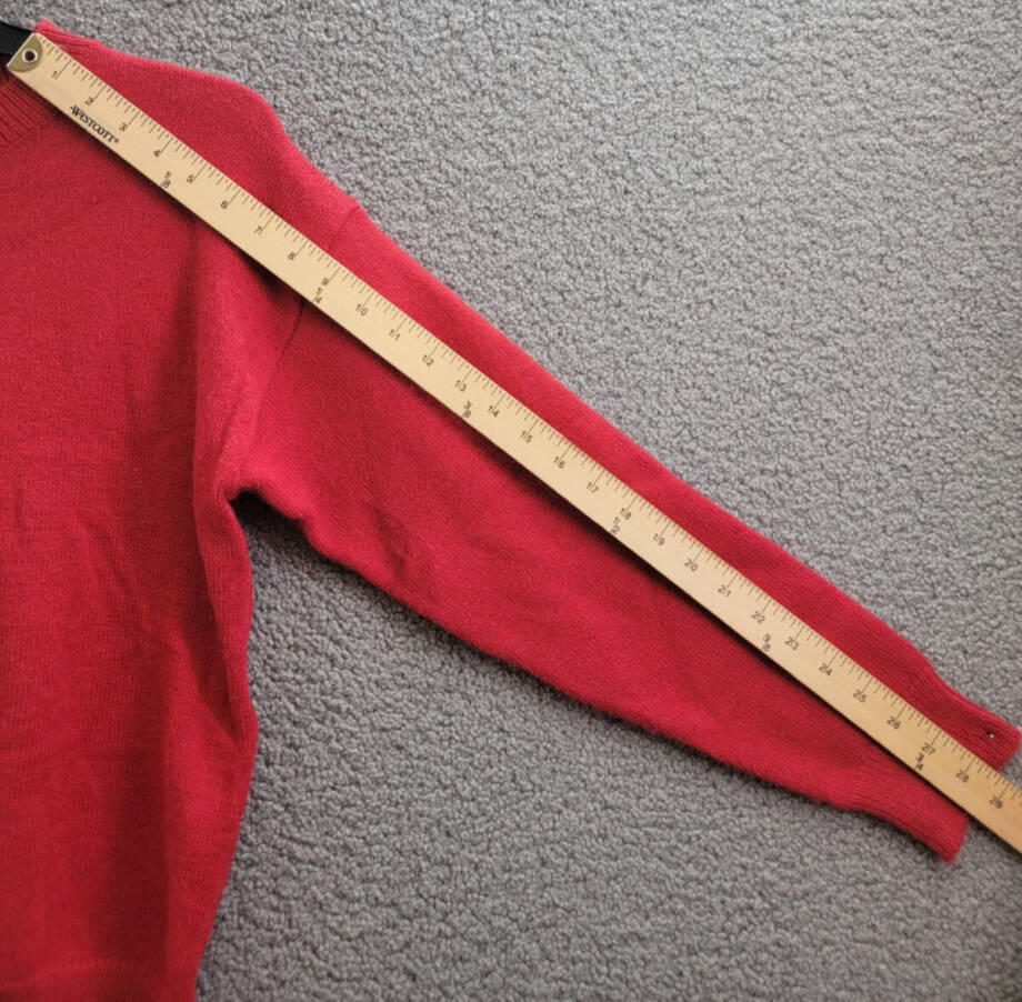Line & Dot Double Layer Sweater Women's S Red Round Neck Long Sleeve Pullover