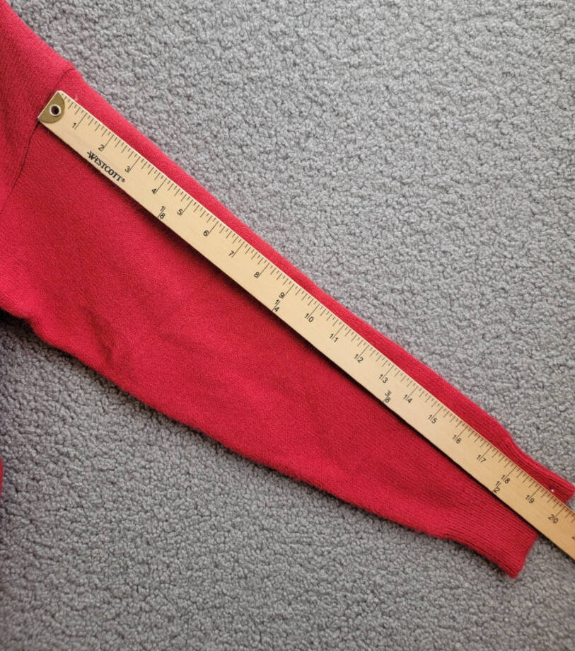 Line & Dot Double Layer Sweater Women's S Red Round Neck Long Sleeve Pullover