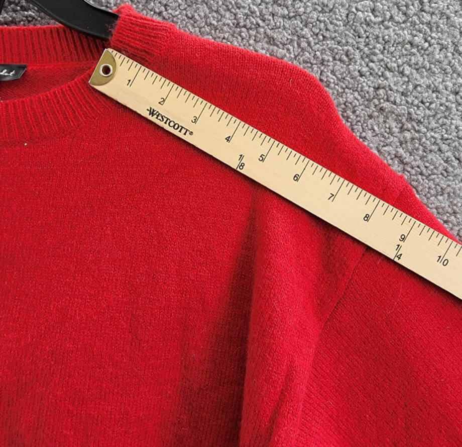Line & Dot Double Layer Sweater Women's S Red Round Neck Long Sleeve Pullover