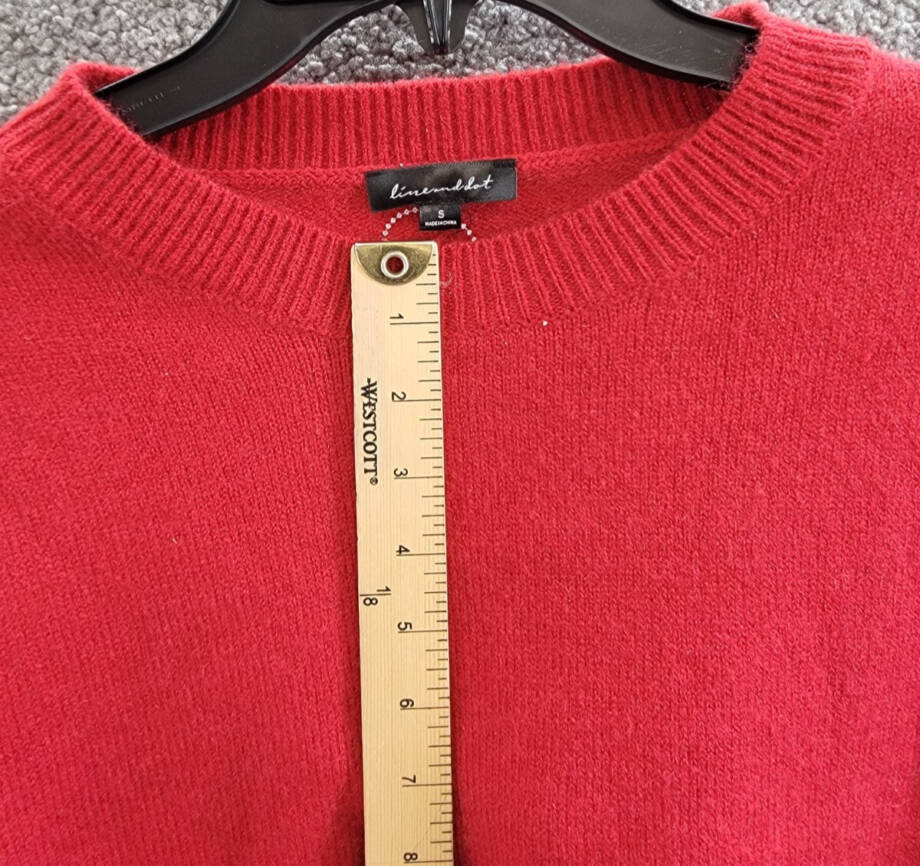 Line & Dot Double Layer Sweater Women's S Red Round Neck Long Sleeve Pullover