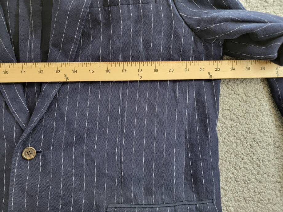 Polo Ralph Lauren Soft Pinstriped Sport Coat Men's 46L Navy Linen Blend Pockets
