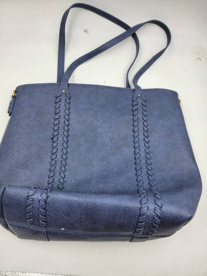 Style & Co Whipstitch Tote Bag Women's Blue Double Handle Magnetic Snap Closure