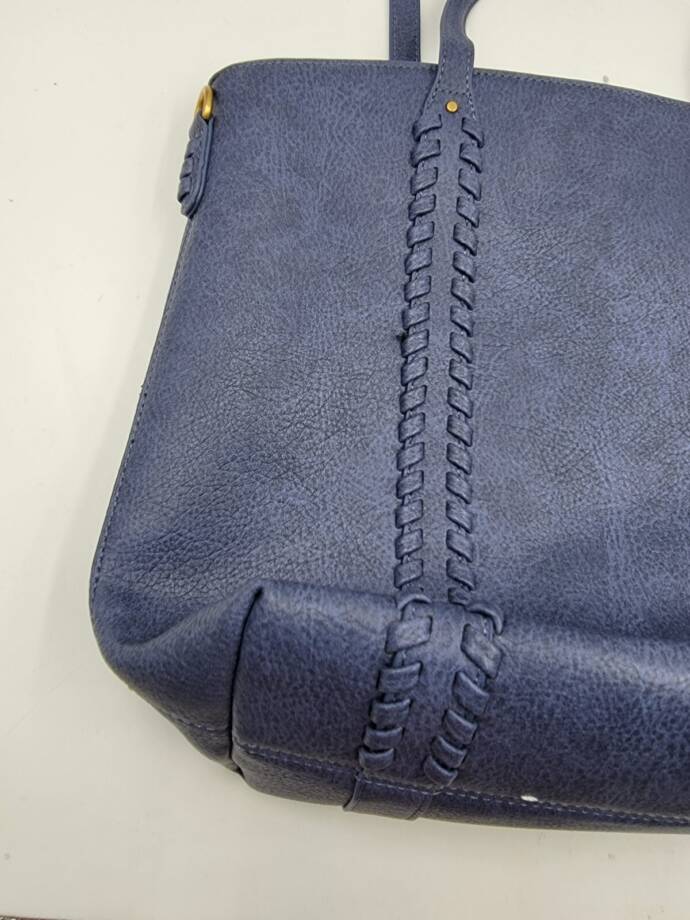Style & Co Whipstitch Tote Bag Women's Blue Double Handle Magnetic Snap Closure