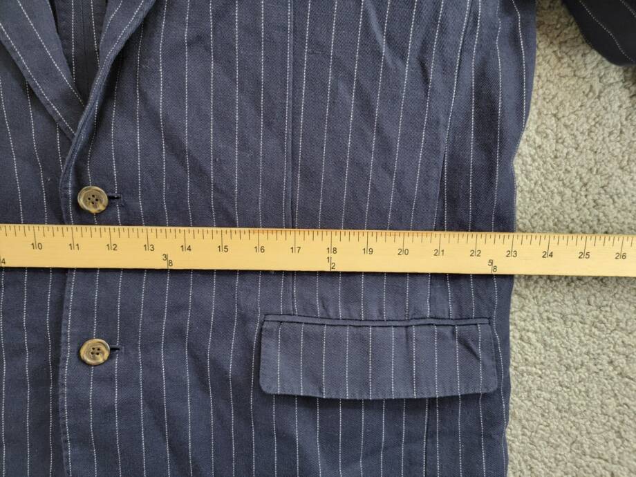 Polo Ralph Lauren Soft Pinstriped Sport Coat Men's 46L Navy Linen Blend Pockets