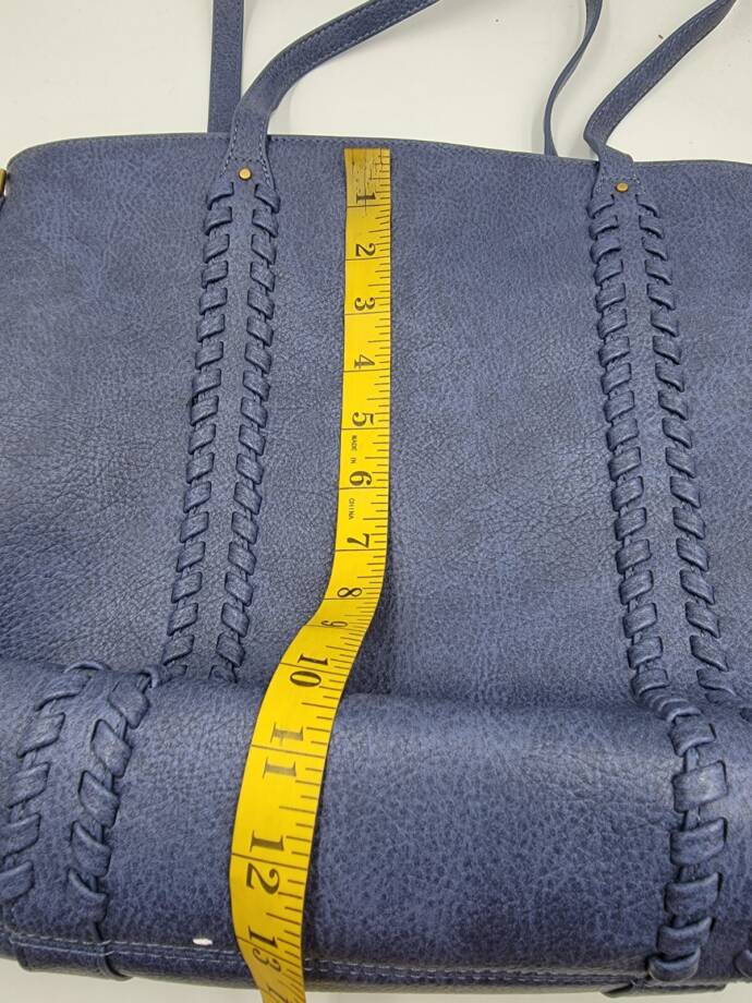 Style & Co Whipstitch Tote Bag Women's Blue Double Handle Magnetic Snap Closure