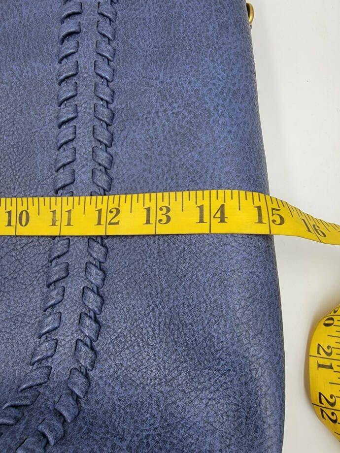 Style & Co Whipstitch Tote Bag Women's Blue Double Handle Magnetic Snap Closure
