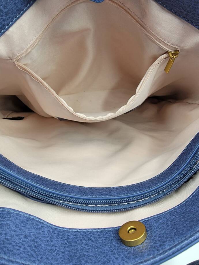 Style & Co Whipstitch Tote Bag Women's Blue Double Handle Magnetic Snap Closure