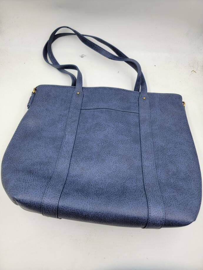 Style & Co Whipstitch Tote Bag Women's Blue Double Handle Magnetic Snap Closure