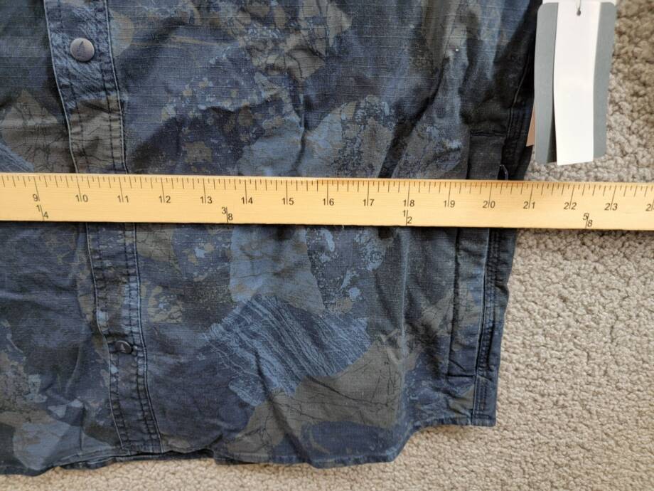 BASS OUTDOOR Ripstop Utility Shacket Men's M Rock Camo/Navy Blazer Button Snap