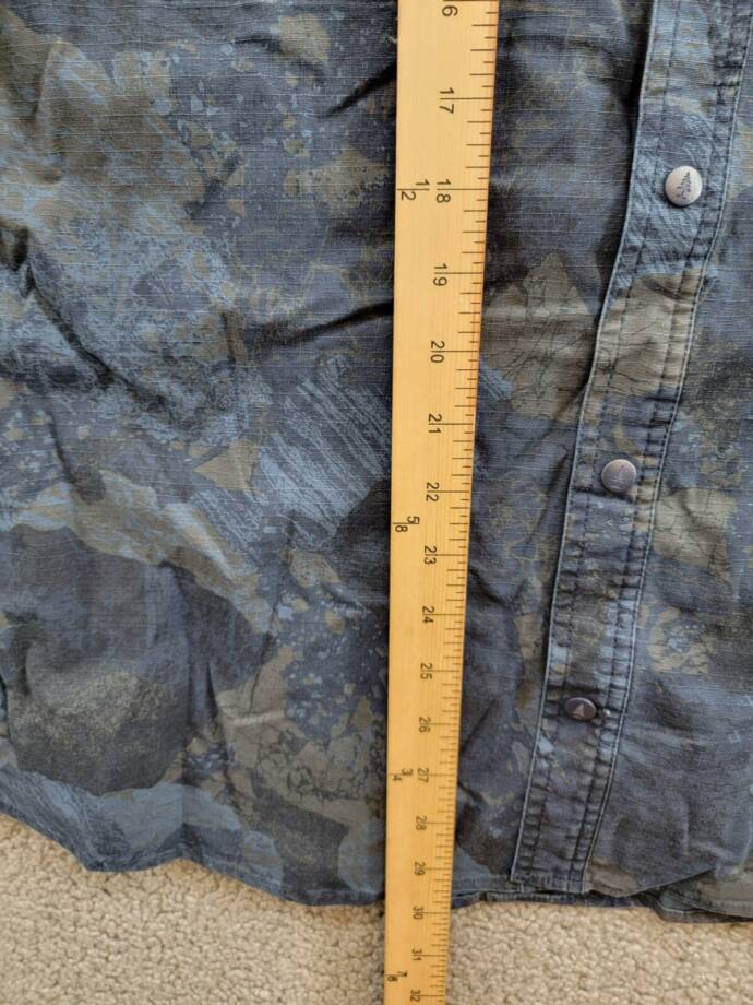 BASS OUTDOOR Ripstop Utility Shacket Men's M Rock Camo/Navy Blazer Button Snap