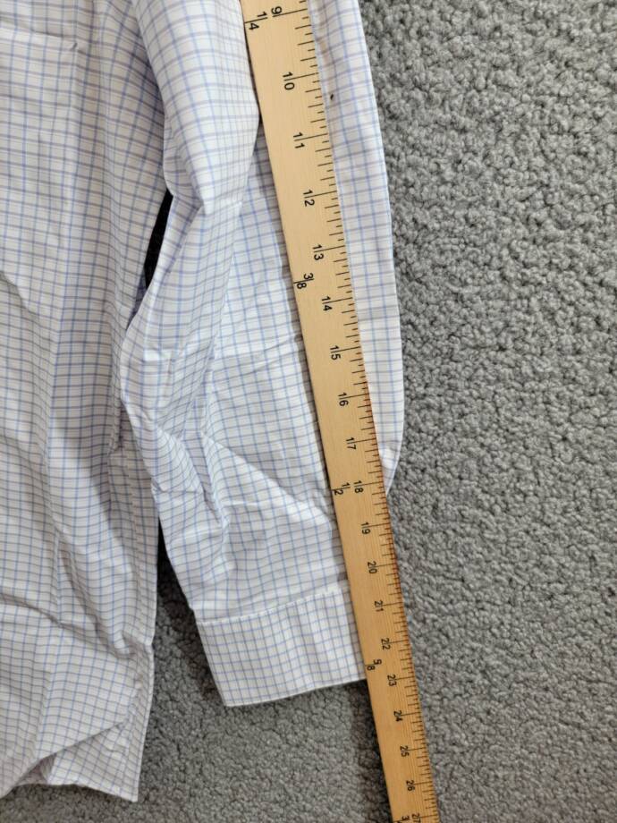 Calvin Klein Steel + Regular Fit Stretch Dress Shirt Men's 17.5 32-33 Blue Multi