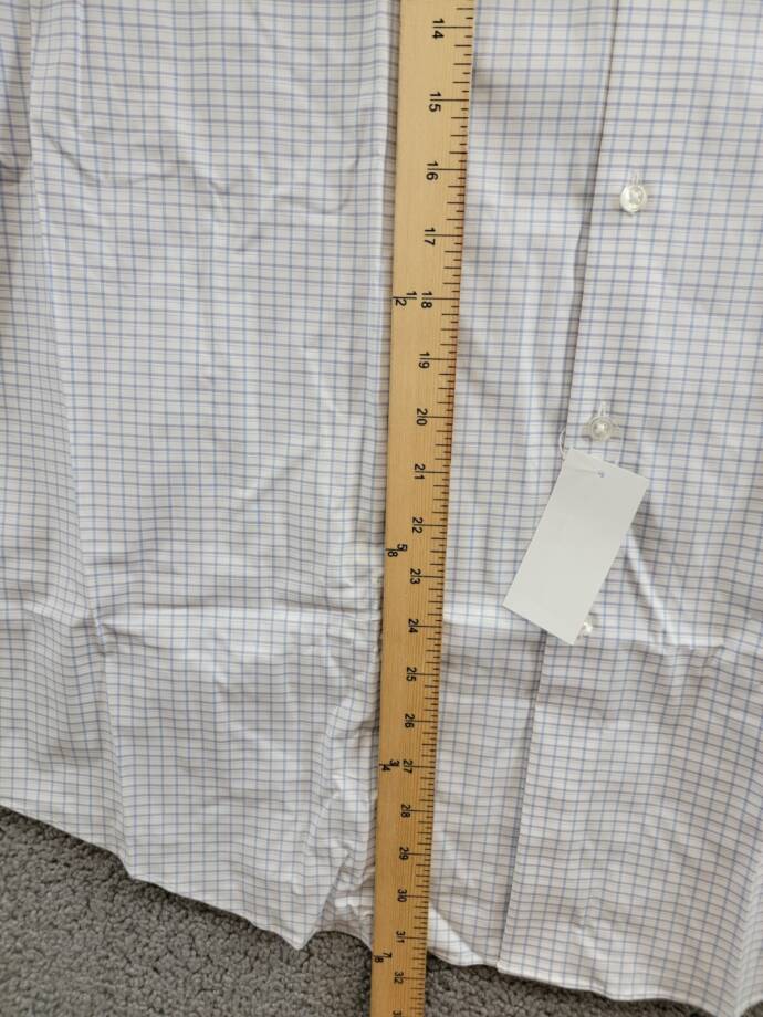 Calvin Klein Steel + Regular Fit Stretch Dress Shirt Men's 17.5 32-33 Blue Multi