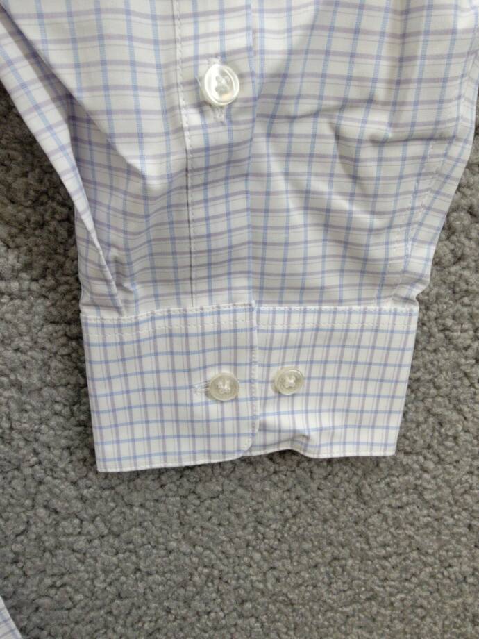 Calvin Klein Steel + Regular Fit Stretch Dress Shirt Men's 17.5 32-33 Blue Multi