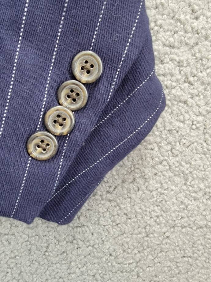 Polo Ralph Lauren Soft Pinstriped Sport Coat Men's 46L Navy Linen Blend Pockets