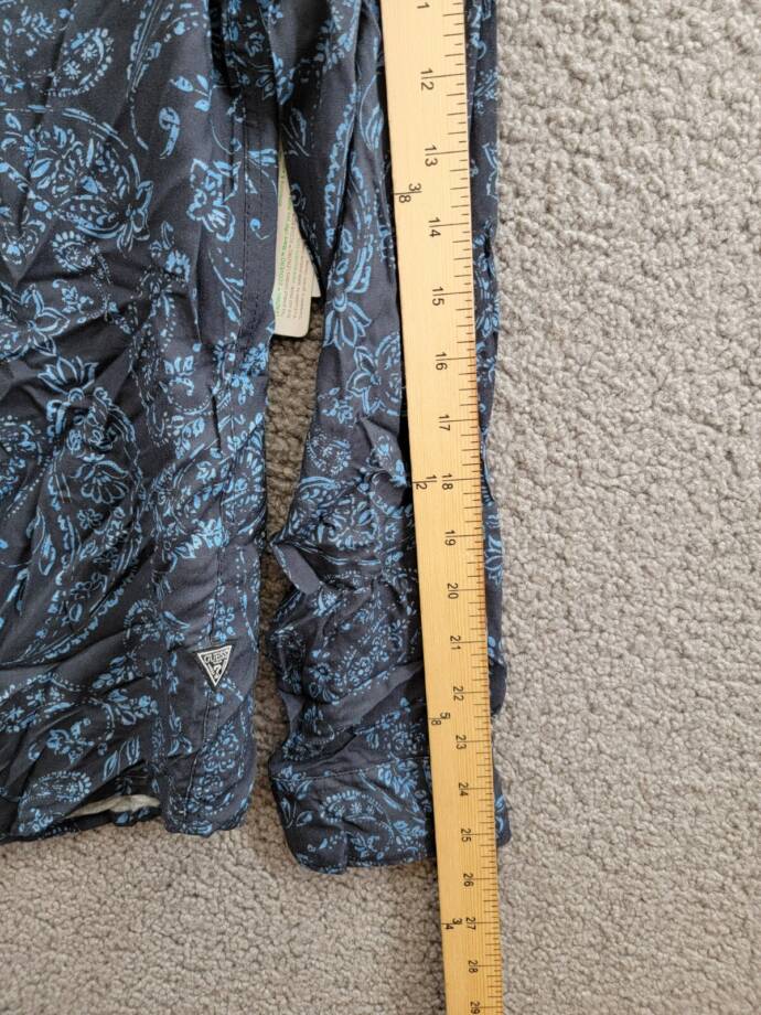 GUESS Paisley Print Long-Sleeve Shirt Men's S Black/Blue Button Front Closure