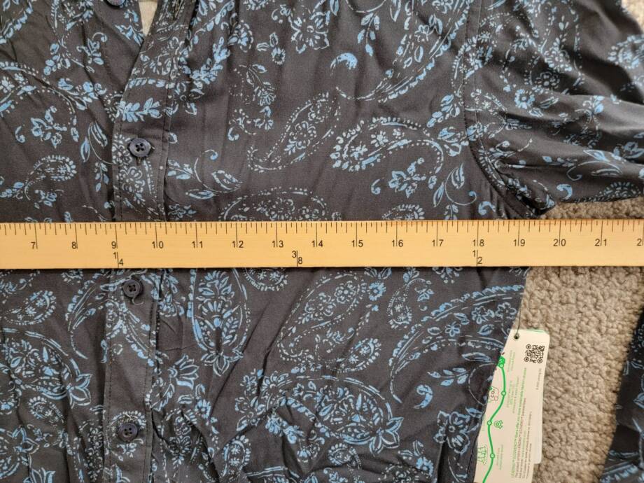 GUESS Paisley Print Long-Sleeve Shirt Men's S Black/Blue Button Front Closure