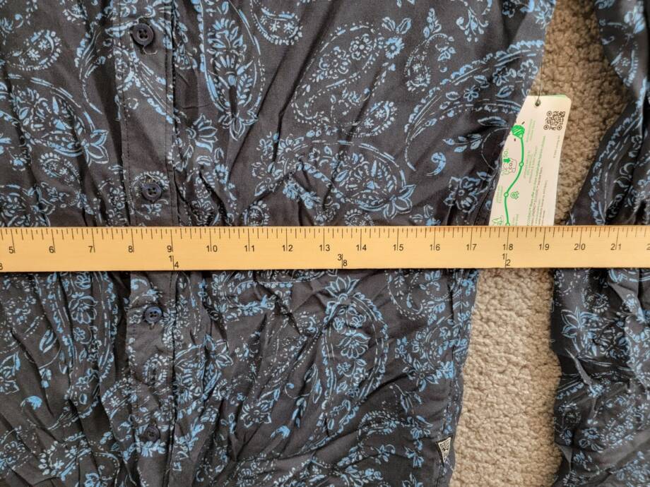 GUESS Paisley Print Long-Sleeve Shirt Men's S Black/Blue Button Front Closure