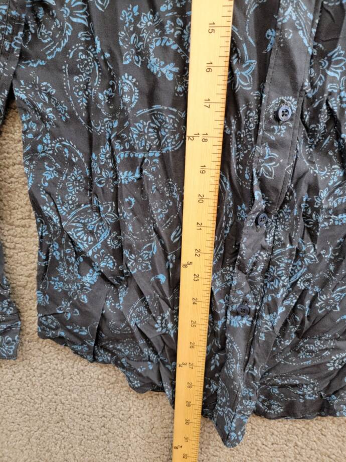 GUESS Paisley Print Long-Sleeve Shirt Men's S Black/Blue Button Front Closure