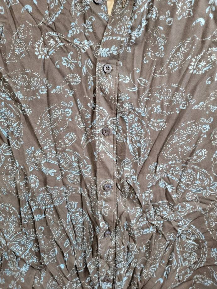 GUESS Paisley Print Long-Sleeve Shirt Men's S Black/Blue Button Front Closure