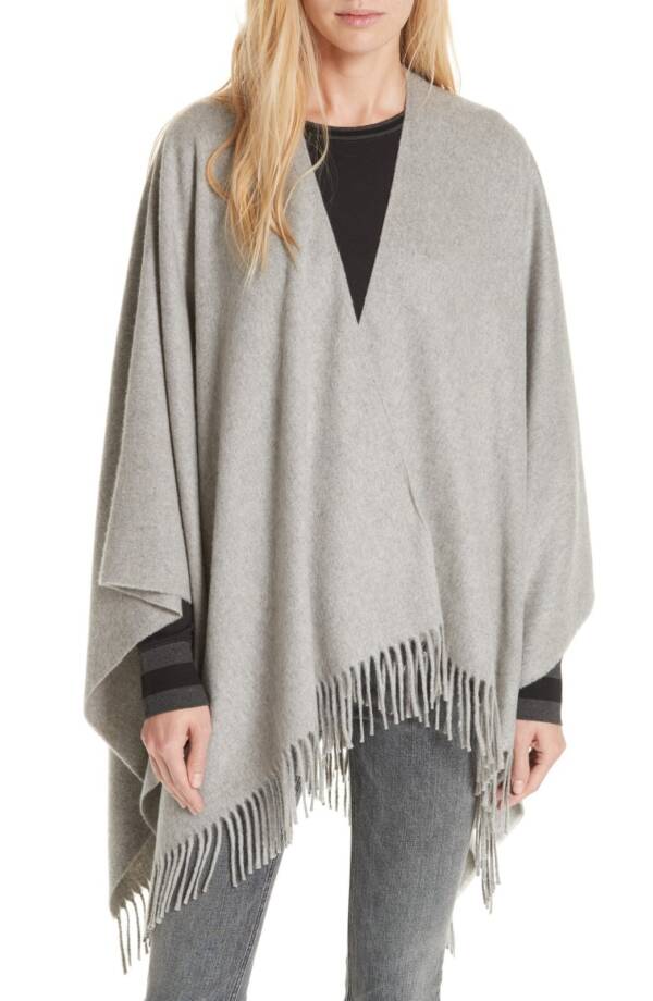 rag & bone Cashmere Poncho Women's One Size Heather Grey