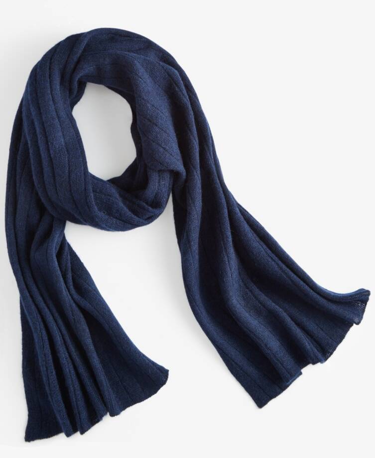 Charter Club Ribbed 100% Cashmere Scarf Women's One Size Navy