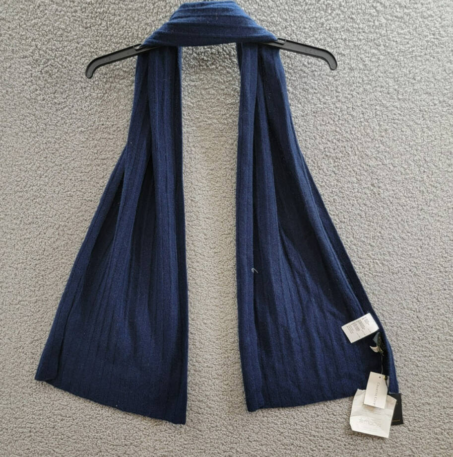 Charter Club Ribbed 100% Cashmere Scarf Women's One Size Navy