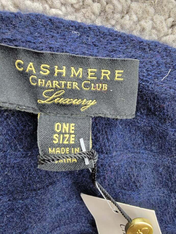 Charter Club Ribbed 100% Cashmere Scarf Women's One Size Navy