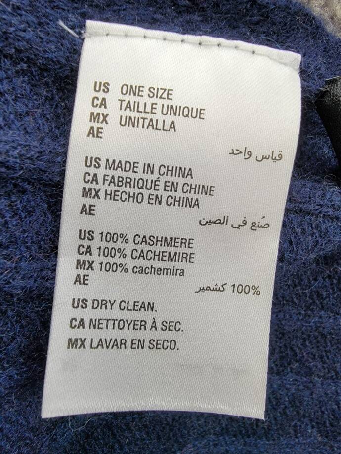 Charter Club Ribbed 100% Cashmere Scarf Women's One Size Navy