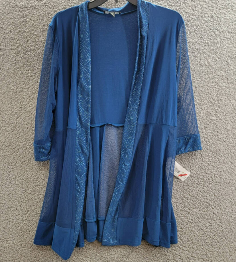 R & M Richards Petite Embellished Dress Jacket Women's 12P Peacock 3/4 Sleeve