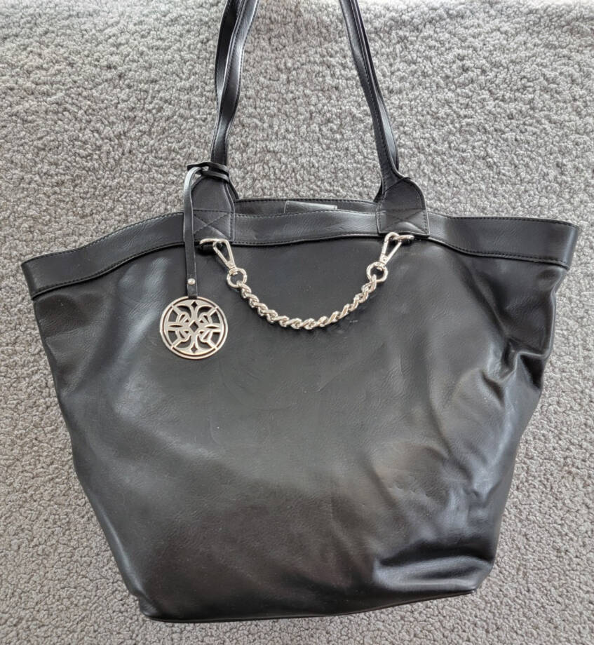 Circus by Sam Edelman Canyon Faux Leather Chain Detail Tote Handbag Womens Black