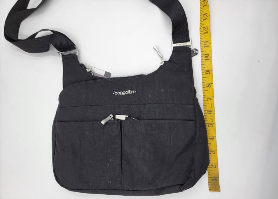 Baggallini Cross Over Crossbody with Rfid Women's Black Adjustable Zip Closure