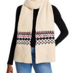 rag & bone Wool Blend Leigh Fair Isle Scarf Women's One Size Ivory~