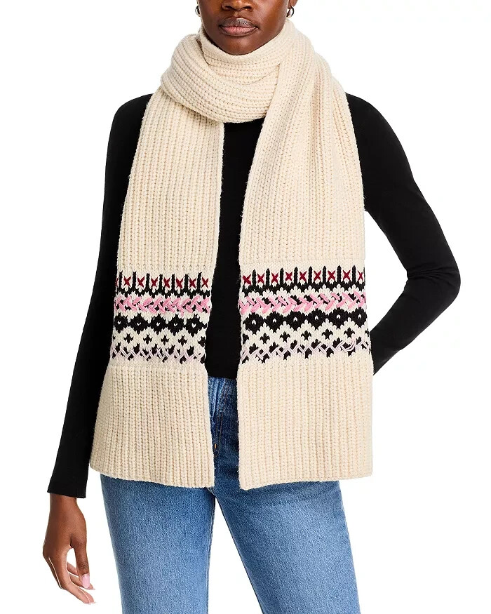 rag & bone Wool Blend Leigh Fair Isle Scarf Women's One Size Ivory~