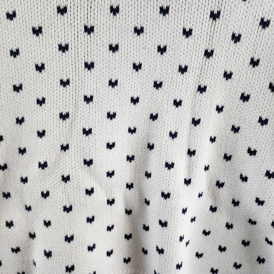 Free People Patterned Easy Street Boxy Cropped Sweater Women's M White/Navy L/S