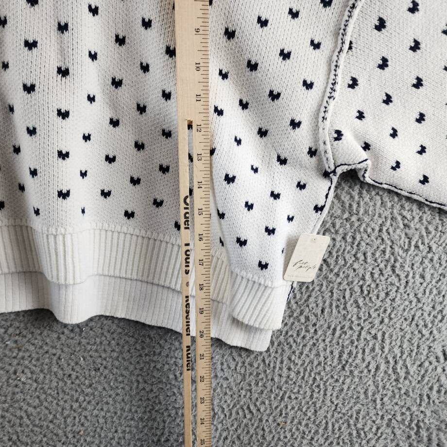 Free People Patterned Easy Street Boxy Cropped Sweater Women's M White/Navy L/S