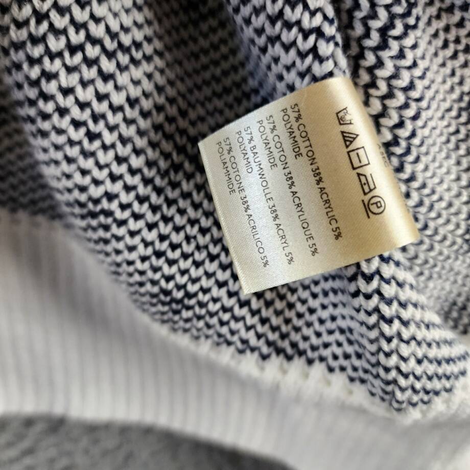 Free People Patterned Easy Street Boxy Cropped Sweater Women's M White/Navy L/S