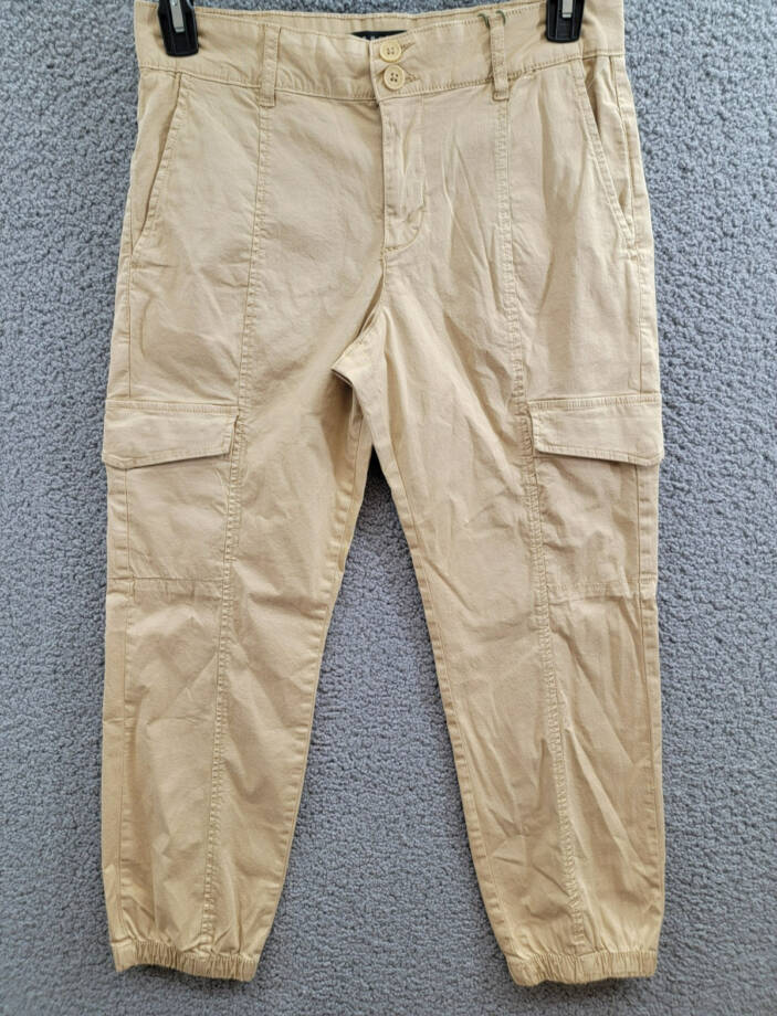 Sanctuary Rebel Cargo Pants Women's 28 True Khaki Tapered Leg Button Zip Closure