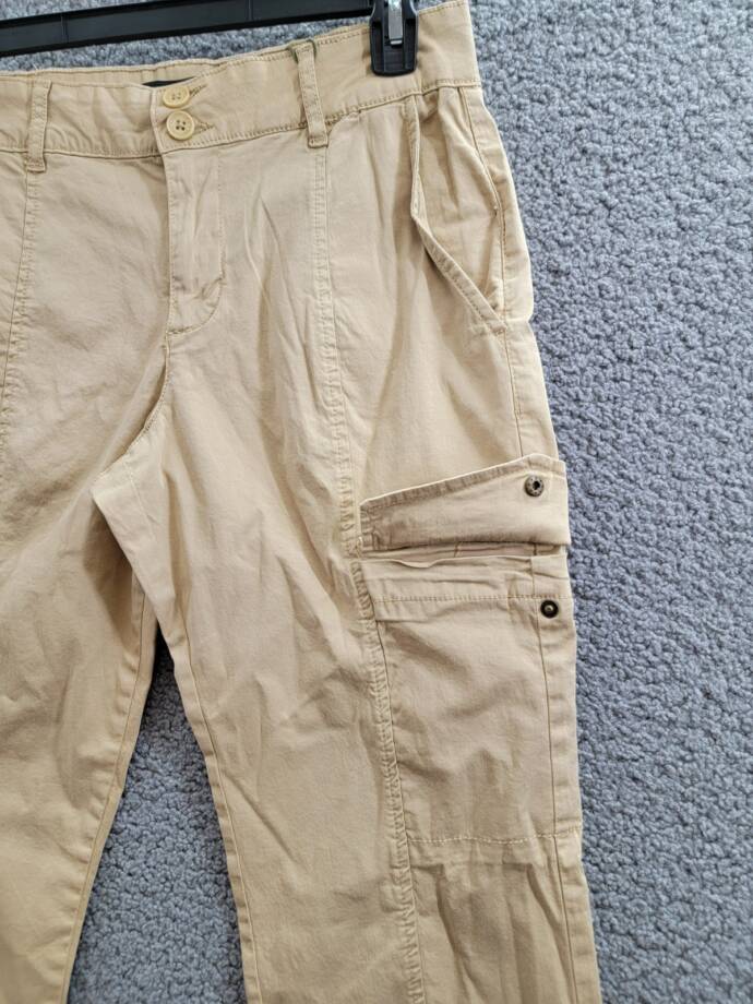 Sanctuary Rebel Cargo Pants Women's 28 True Khaki Tapered Leg Button Zip Closure