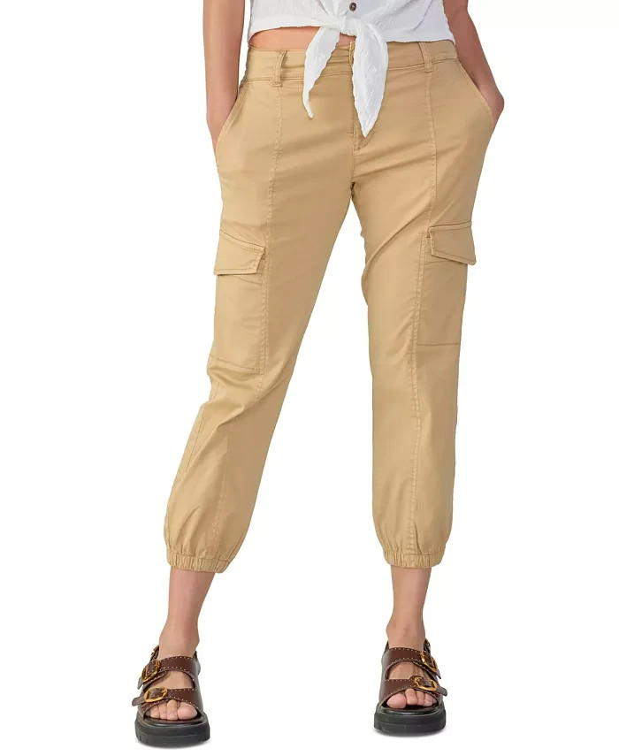 Sanctuary Rebel Cargo Pants Women's 32 True Khaki Tapered Leg Button Zip Closure