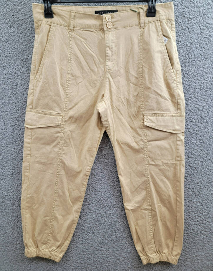 Sanctuary Rebel Cargo Pants Women's 32 True Khaki Tapered Leg Button Zip Closure
